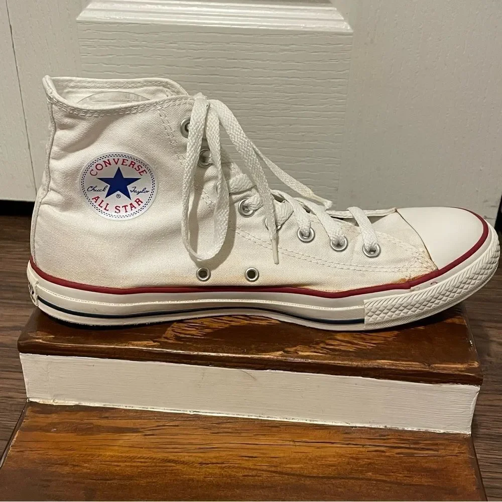 Converse Custom Painted Rose Music Piano Sneakers White Red Green Men 10 Wom 12 - Picture 6 of 14